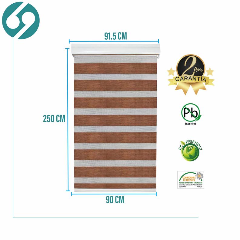 Roller Duo Zebra Día Y Noche Tabaco 90 X 250 Cm Premium-1