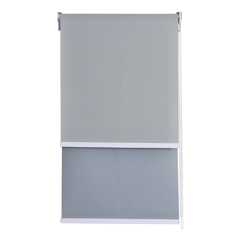 Cortina Roller Doble Blackout y Sunscreen 200 X 250 Cm Color Gris Marca Sunfree