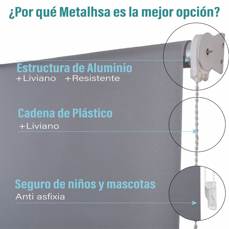 Cortina Roller Blackout Gris 90 X 250 Cm-3