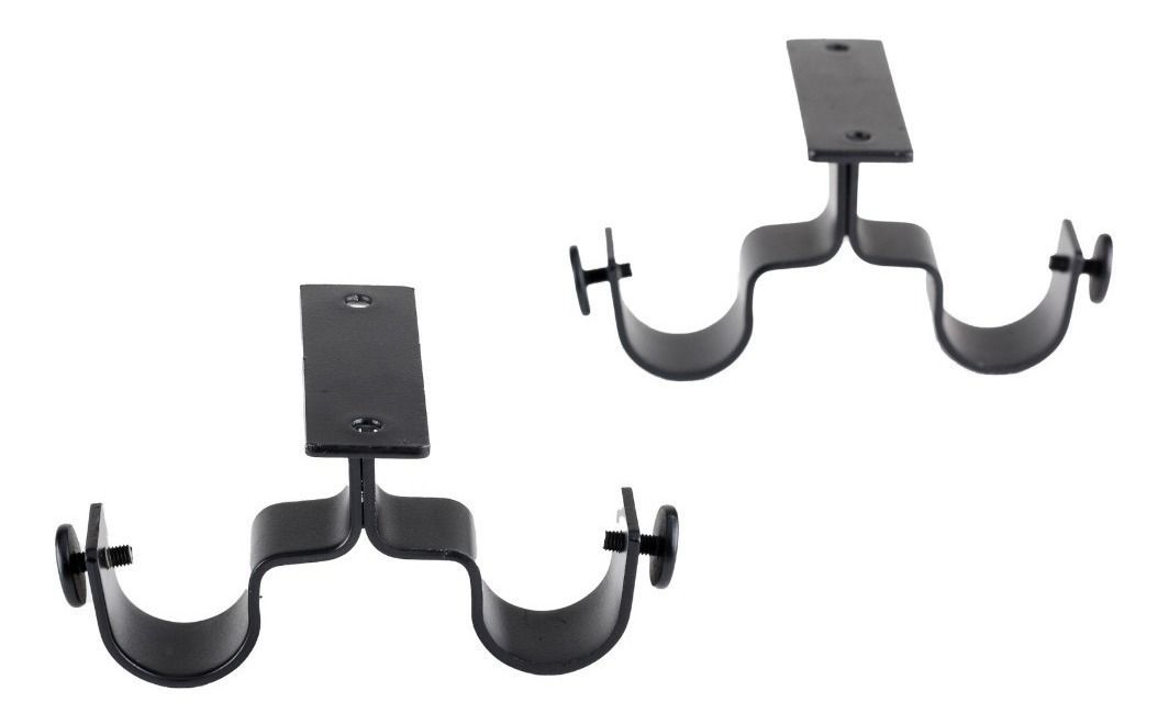 Pack 2 Unidades Soporte Doble Techo De Metal Negro 19/28 Mm-0