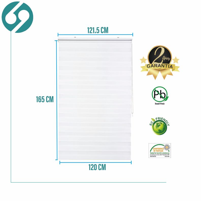 Roller Duo Zebra Día Y Noche Blanco 120 X 165 Cm Premium-1