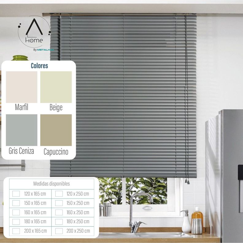 Persiana Veneciana Pvc 25MM 100X165 Cm Manual Gris Ceniza-8