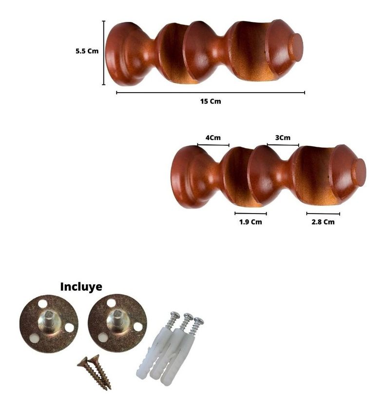 Pack 2 Unidades Soporte Doble De Madera Chocolate 19/28 Mm-2