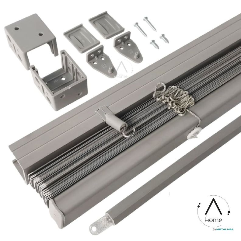 Persiana Veneciana Pvc 25MM 160X165 Cm Manual Gris Ceniza-6