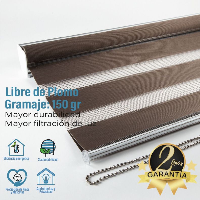 Roller Duo Zebra Día y Noche Tostado 180 X 165 Cm Sin Cenefa-5