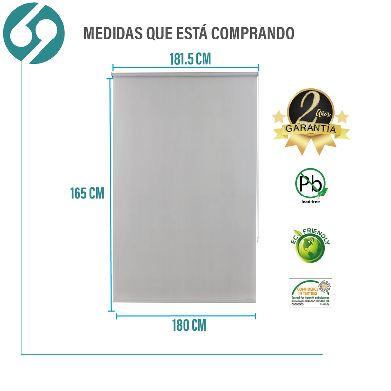 Cortina Roller Blackout Gris Claro 180 X 165 Cm-1