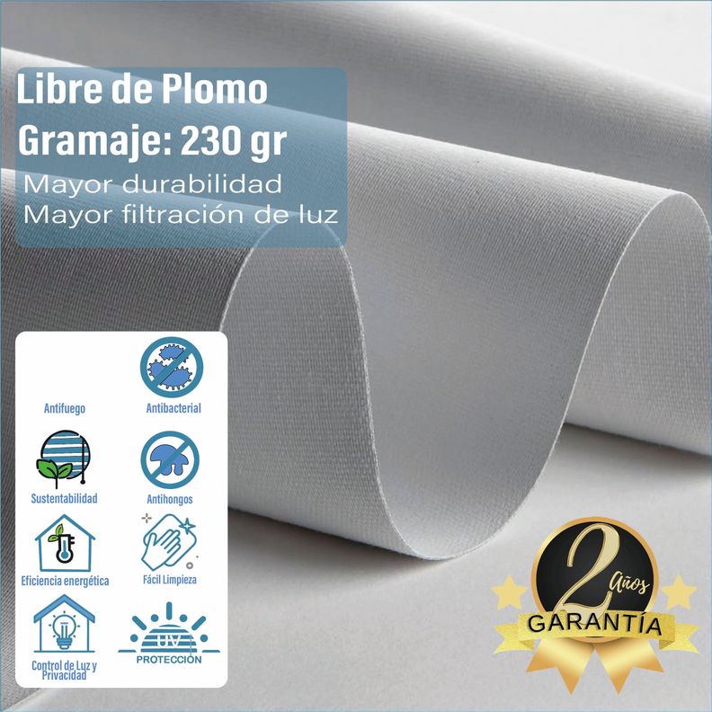 Cortina Roller Blackout Gris Claro 180 X 165 Cm-4