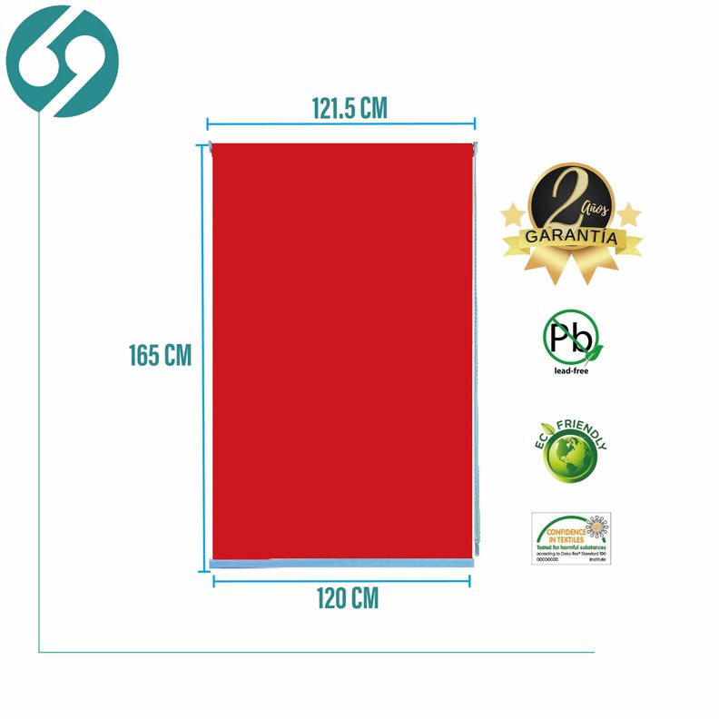 Cortina Roller Blackout Rojo 120 X 165 Cm-1