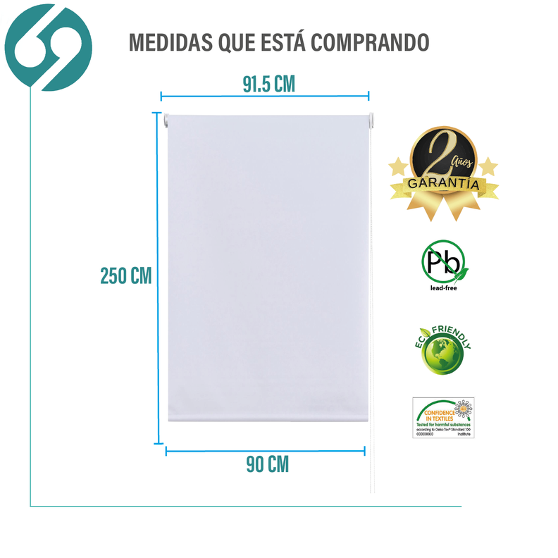 Cortina Roller Blackout Blanco 90 X 250 Cm-1