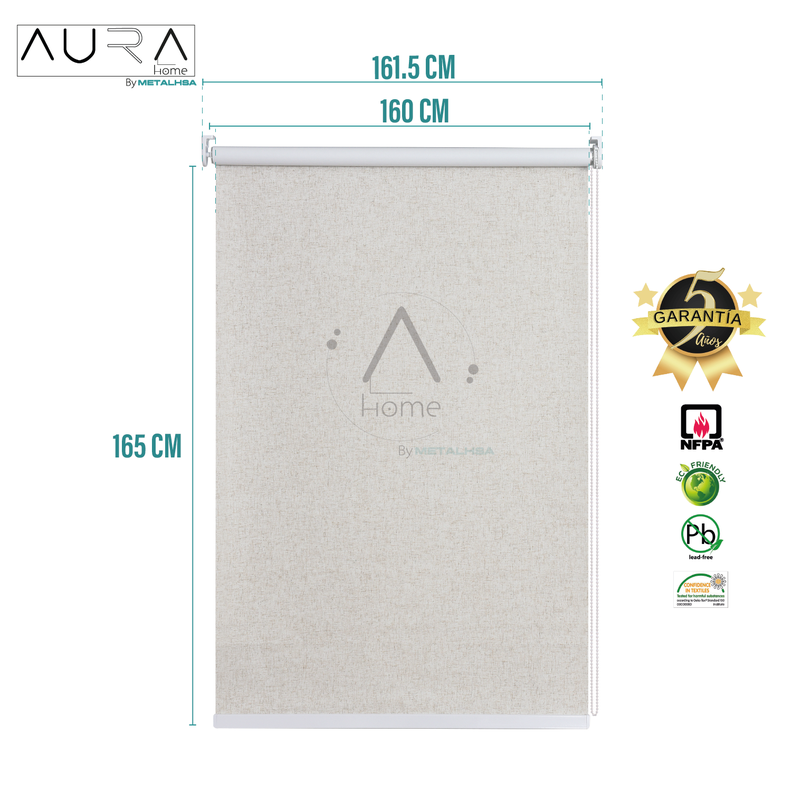 Cortina Roller Blackout Aura Textura Lino 160X165 Cm-8