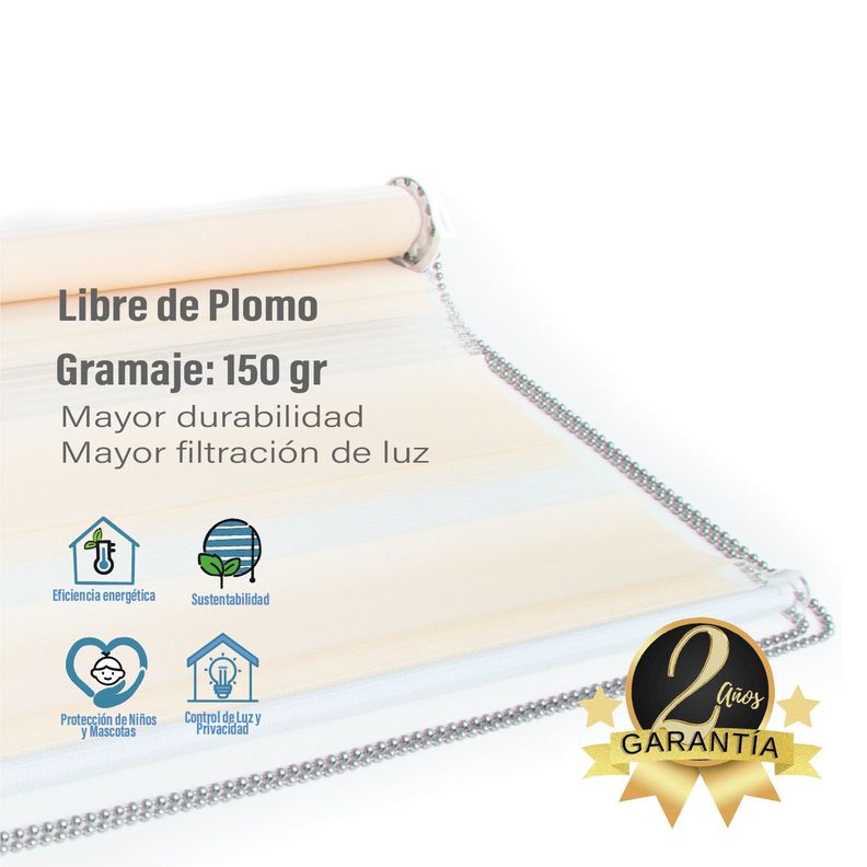 Roller Duo Zebra Día y Noche Beige 120 X 250 Cm Sin Cenefa-5