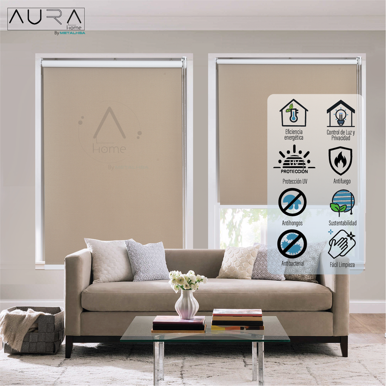 Cortina Roller Blackout Aura Capuccino 120X165 Cm-1