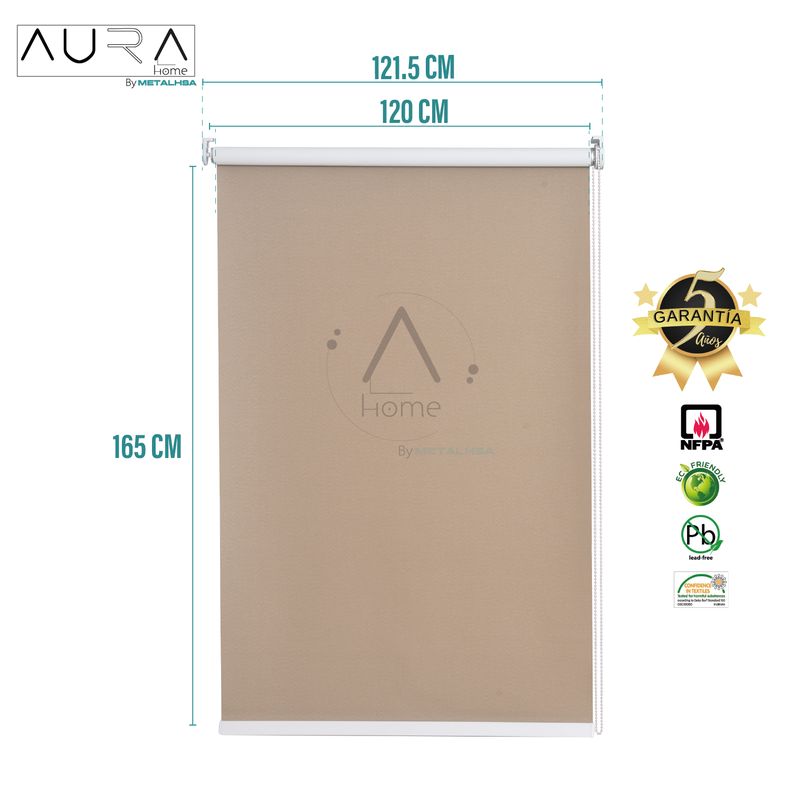 Cortina Roller Blackout Aura Capuccino 120X165 Cm-8