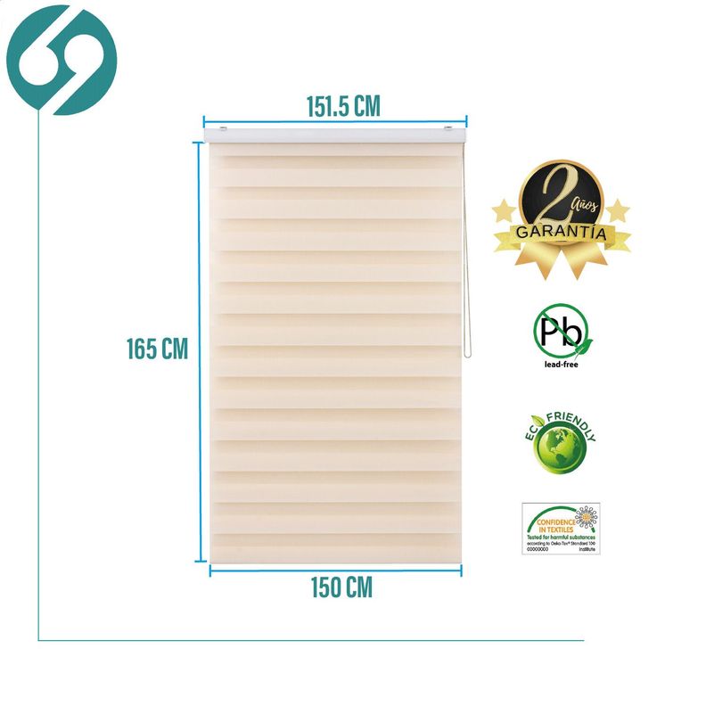 Roller Duo Zebra Día Y Noche Beige 150 X 165 Cm Premium-1
