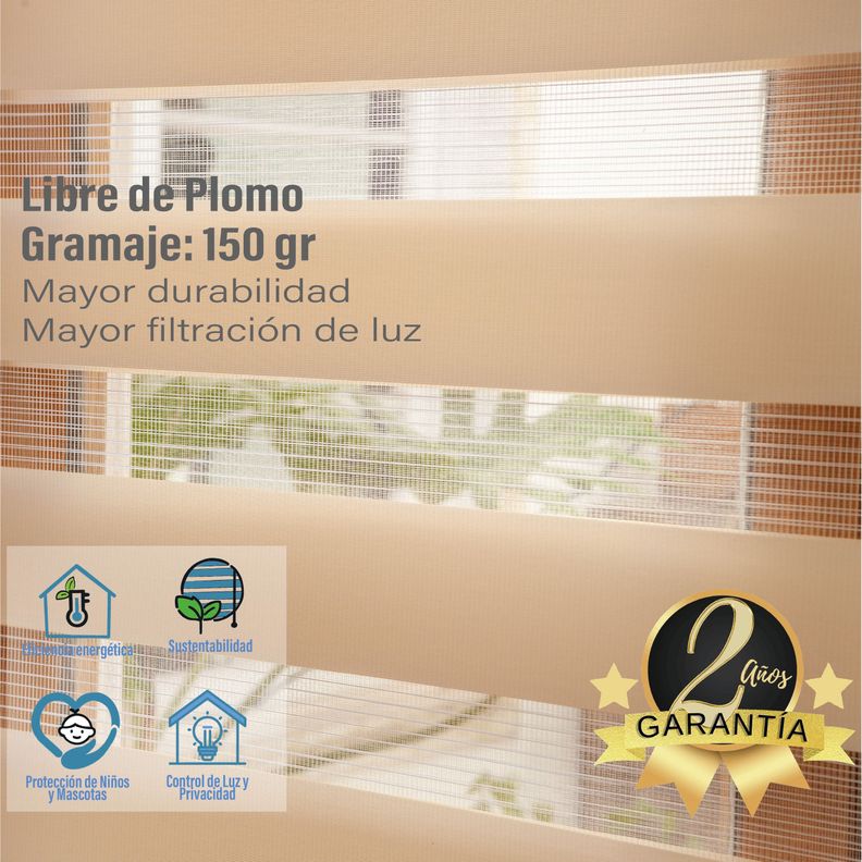 Roller Duo Zebra Día Y Noche Beige 150 X 165 Cm Premium-5