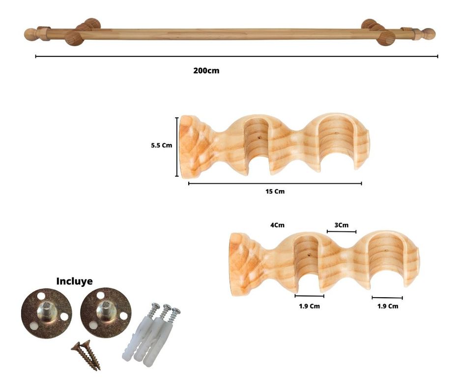 Set De Madera Natural 2.00 Mt-4