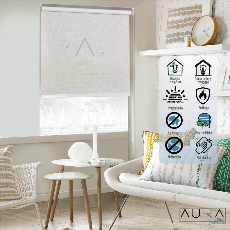 Cortina Roller Blackout Aura Textura Lino 090X165 Cm-1