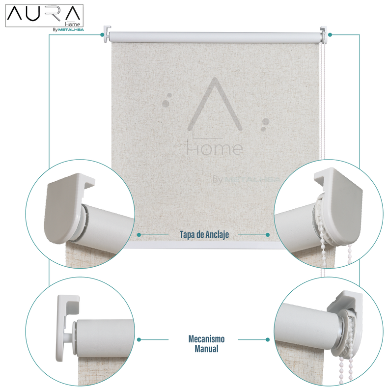 Cortina Roller Blackout Aura Textura Lino 090X165 Cm-6
