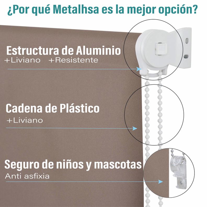 Cortina Roller Blackout Tostado 90 X 250 Cm-3