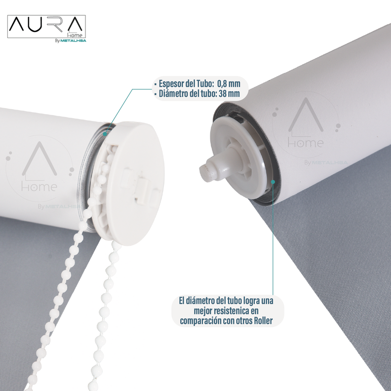 Cortina Roller Blackout Aura Gris 160X250 Cm-2