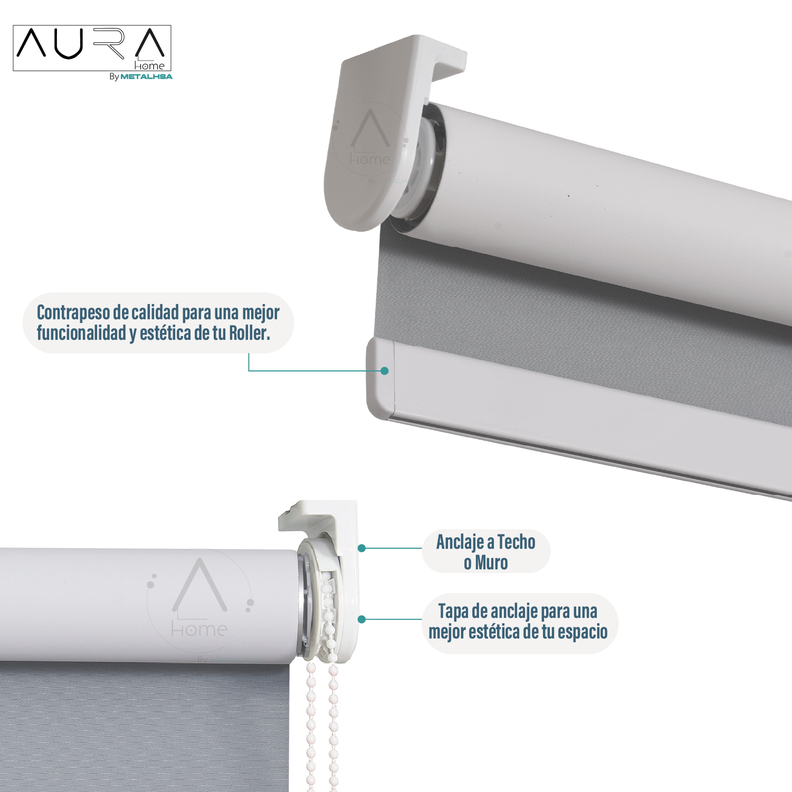 Cortina Roller Blackout Aura Gris 160X250 Cm-3