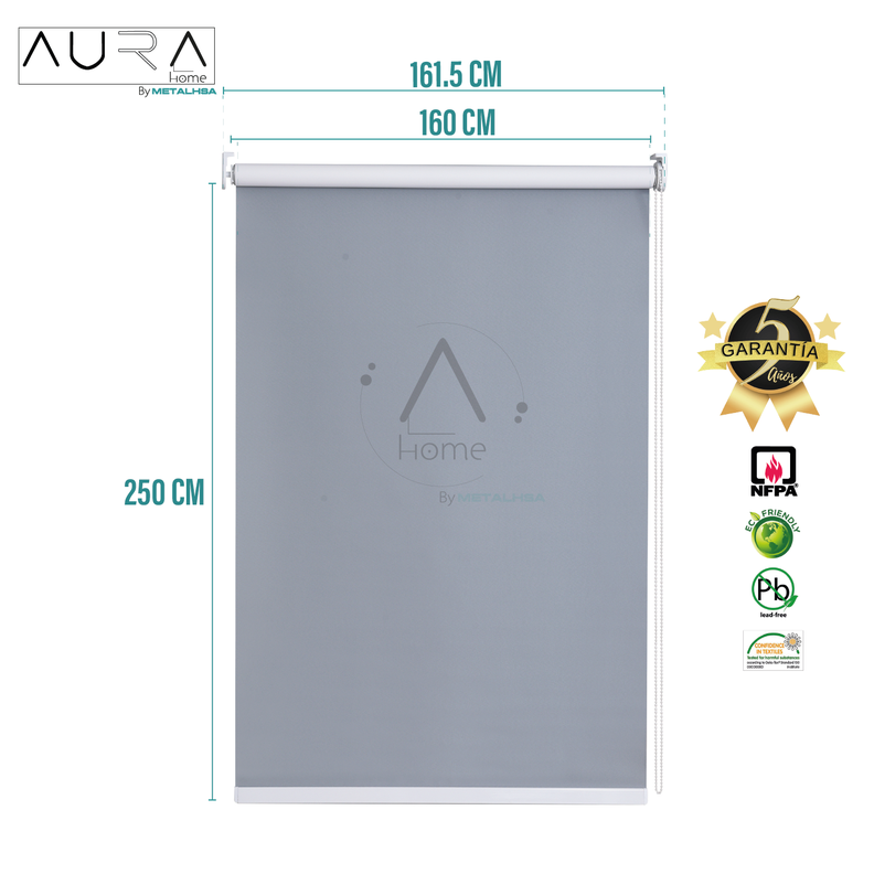 Cortina Roller Blackout Aura Gris 160X250 Cm-8
