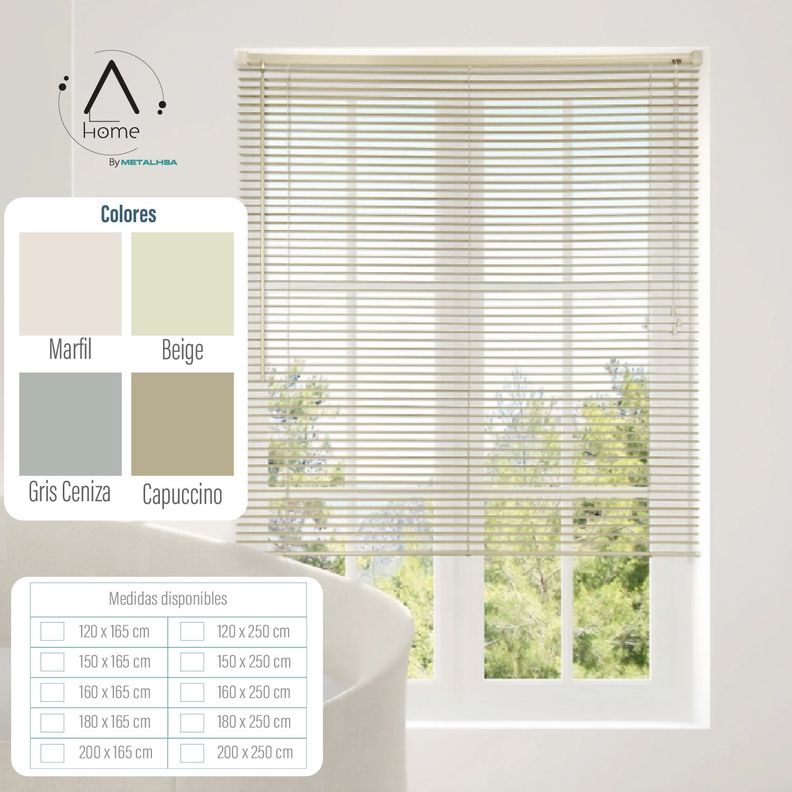 Persiana Veneciana Pvc 25MM 150X165 Cm Manual Marfil-7