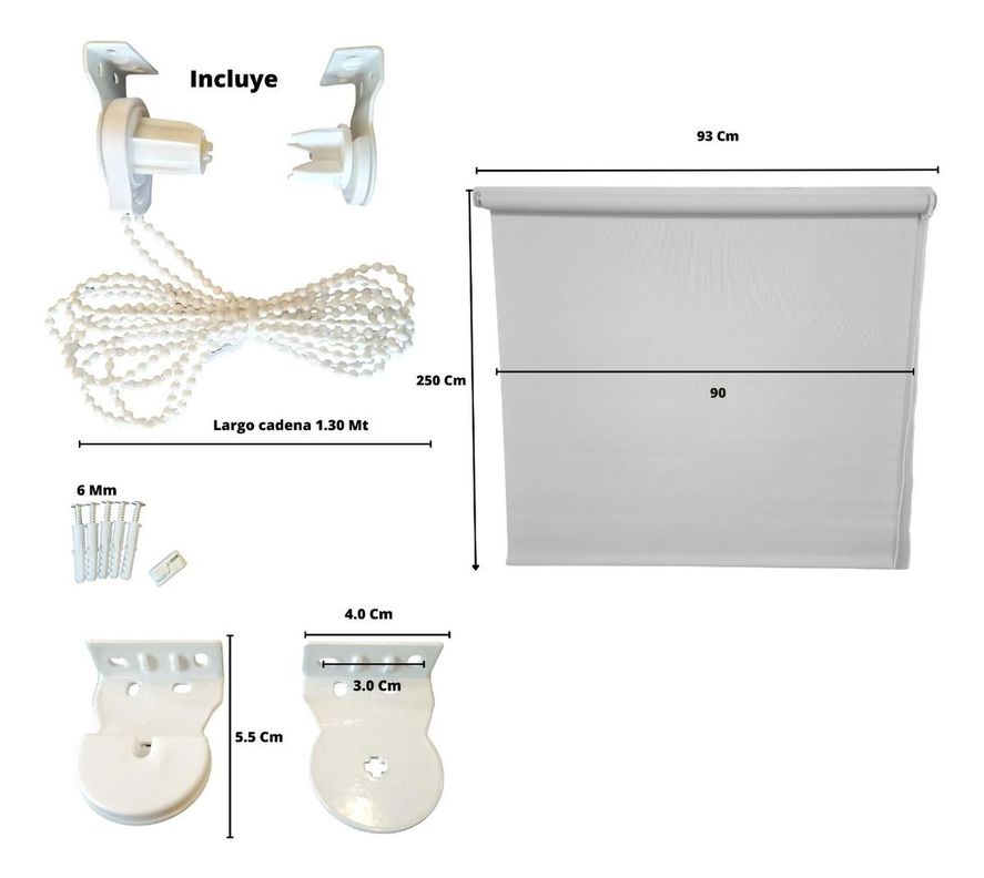 Cortina Roller Sunscreen Blanco 90 X 250 Cm-5
