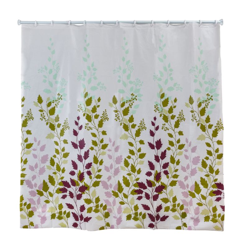 Cortina De Baño 180 x 180 Cm Poliéster Hojas Verdes-0