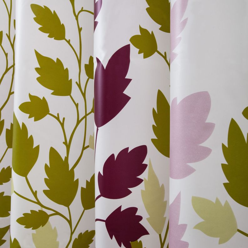 Cortina De Baño 180 x 180 Cm Poliéster Hojas Verdes-1