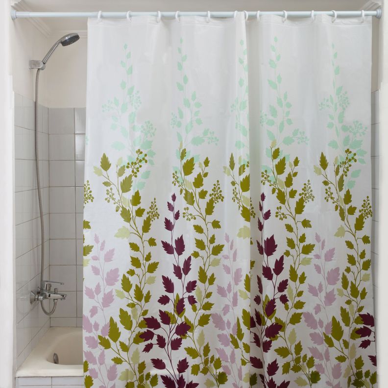 Cortina De Baño 180 x 180 Cm Poliéster Hojas Verdes-2