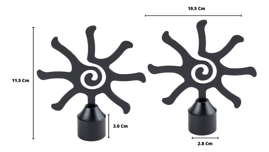 Pack 2 Unidades Terminal Sun De Metal Negro 28 Mm-1