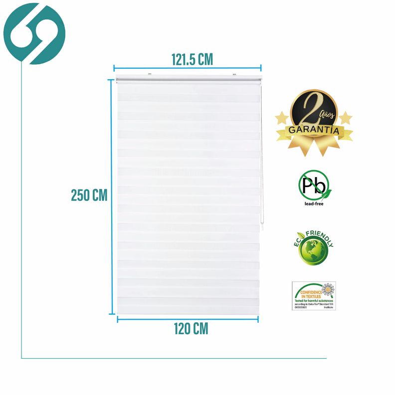 Roller Duo Zebra Día Y Noche Blanco 120 X 250 Cm Premium-1