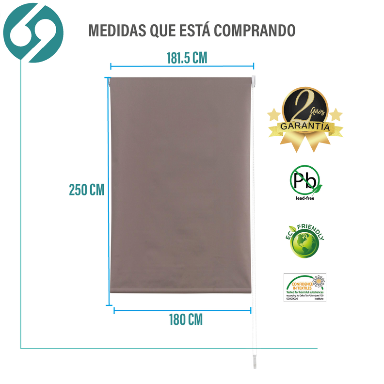 Cortina Roller Blackout Tostado 180 X 250 Cm-1