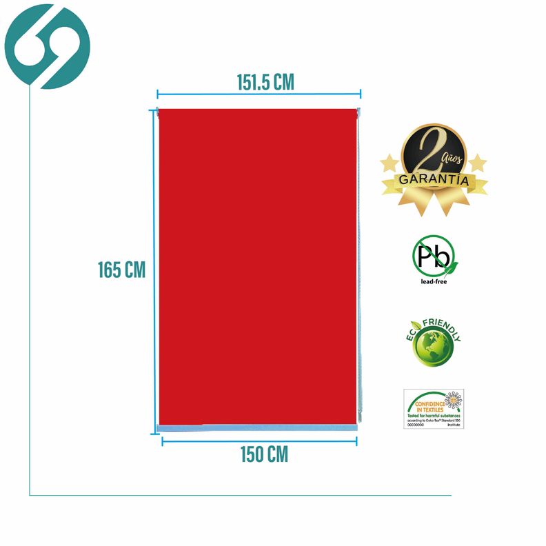 Cortina Roller Blackout Rojo 150 X 165 Cm-1