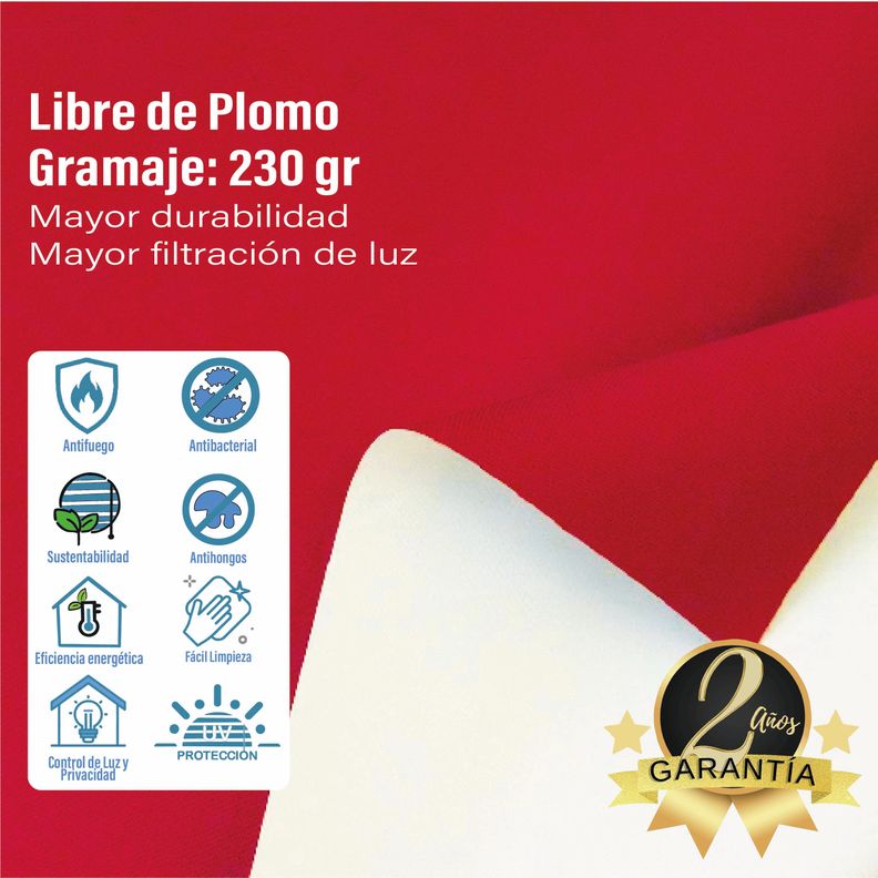 Cortina Roller Blackout Rojo 150 X 165 Cm-4