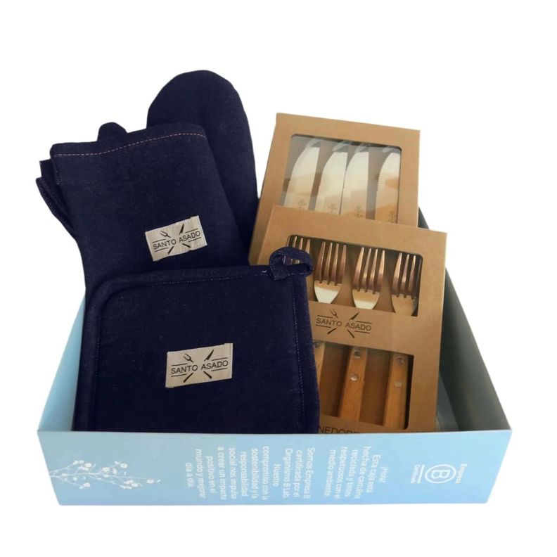 Box de Asado Azul - (Pechera, Tenedores, Cuchillos y mas)-0
