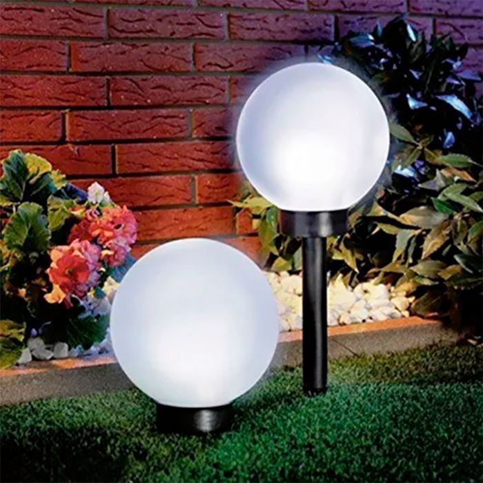 Foco Led solar tipo esfera para jardín Pack 2uds-0