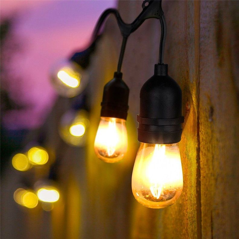 Luces carga solar con 10 ampolletas E27 Vintage -2