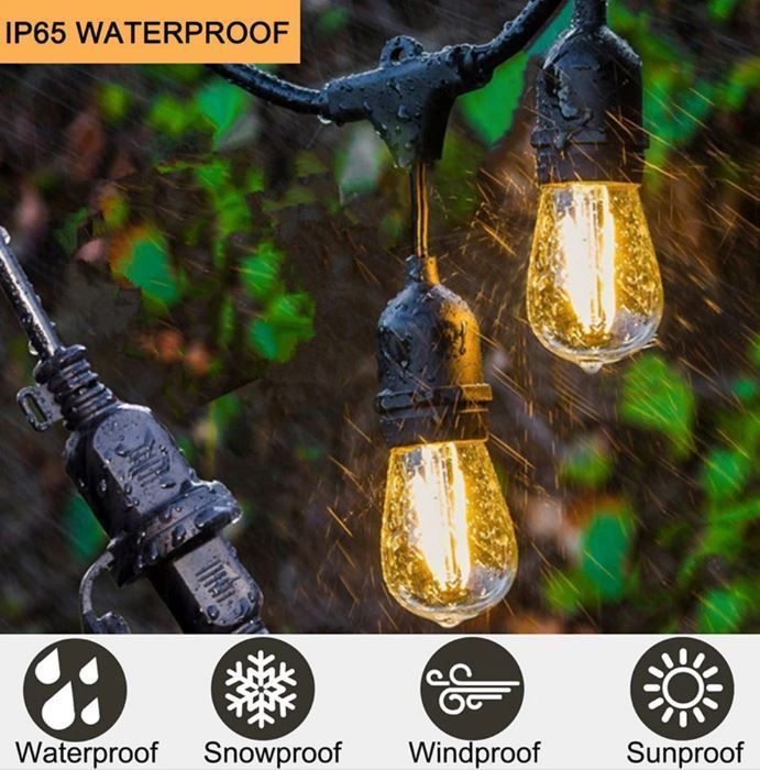 Luces carga solar con 10 ampolletas E27 Vintage -1