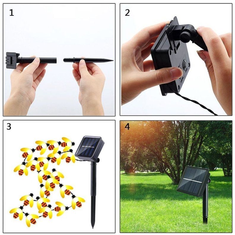 Luces carga solar 50 Led tipo abeja 7m-6