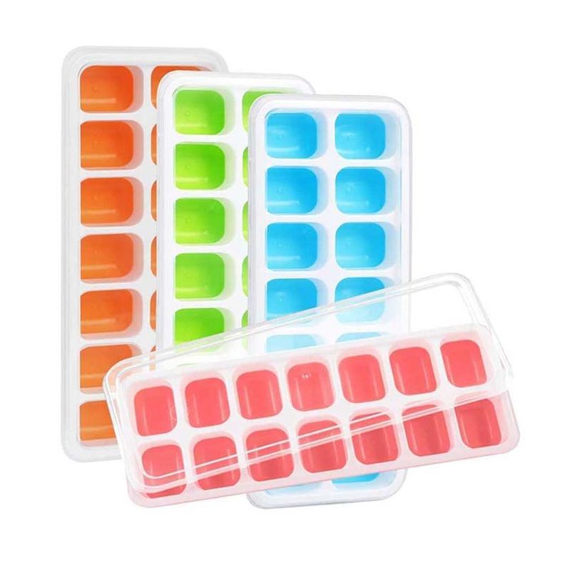 Bandeja de silicona para cubos de hielo con tapa-3