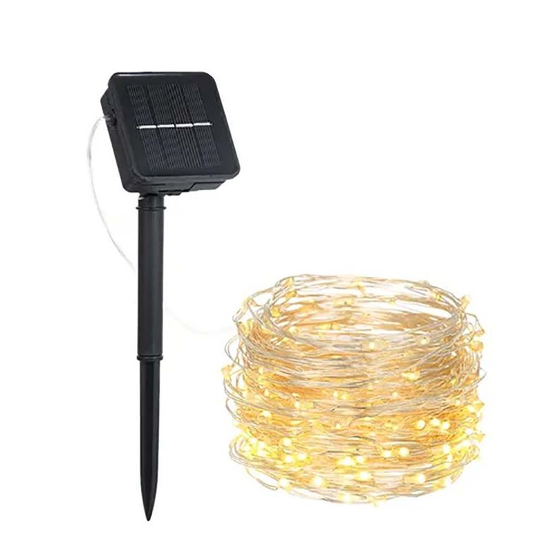 Luces carga solar 100 led hada alambre 12m-0