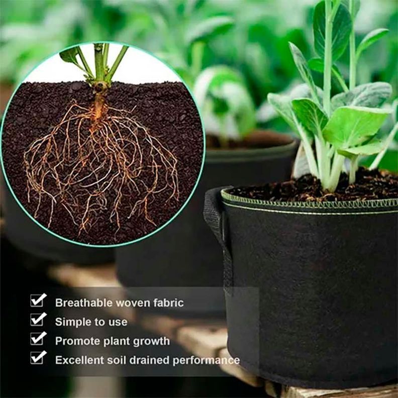 Pack de 5 maceteros de tela geotextil 50 cm 59 Litros-2