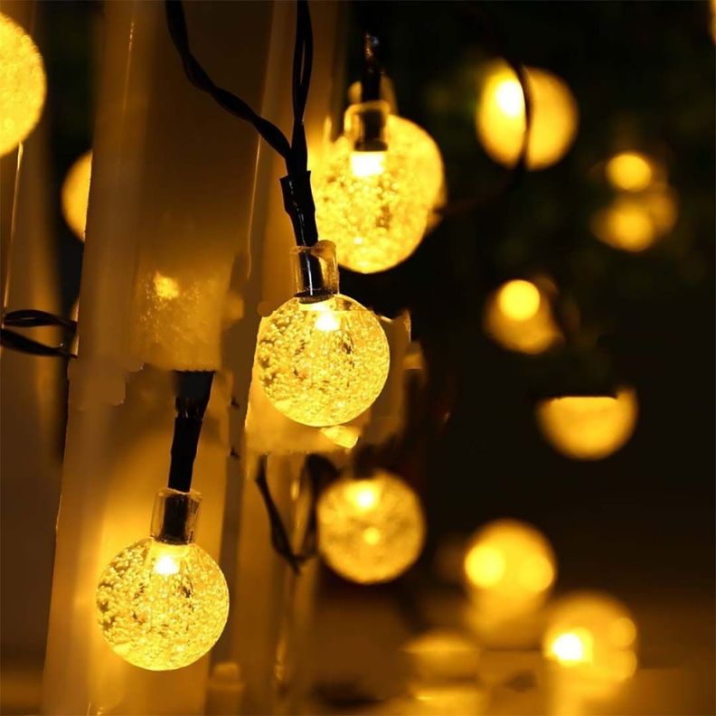Guirnalda de luces 50 Led hada esfera solar luz cálida 7m-1