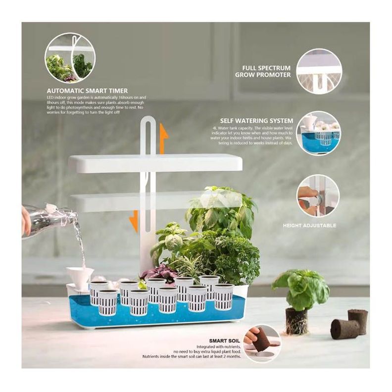 Sistema de cultivo hidropónico 10 plantas con luz de crecimiento-4