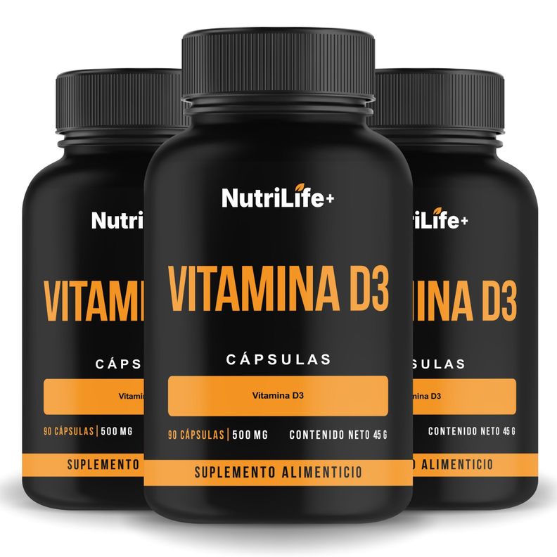 Pack 3 Vitamina D3 270 Capsulas 500mg Nutrilife Bienestar Suplemetos