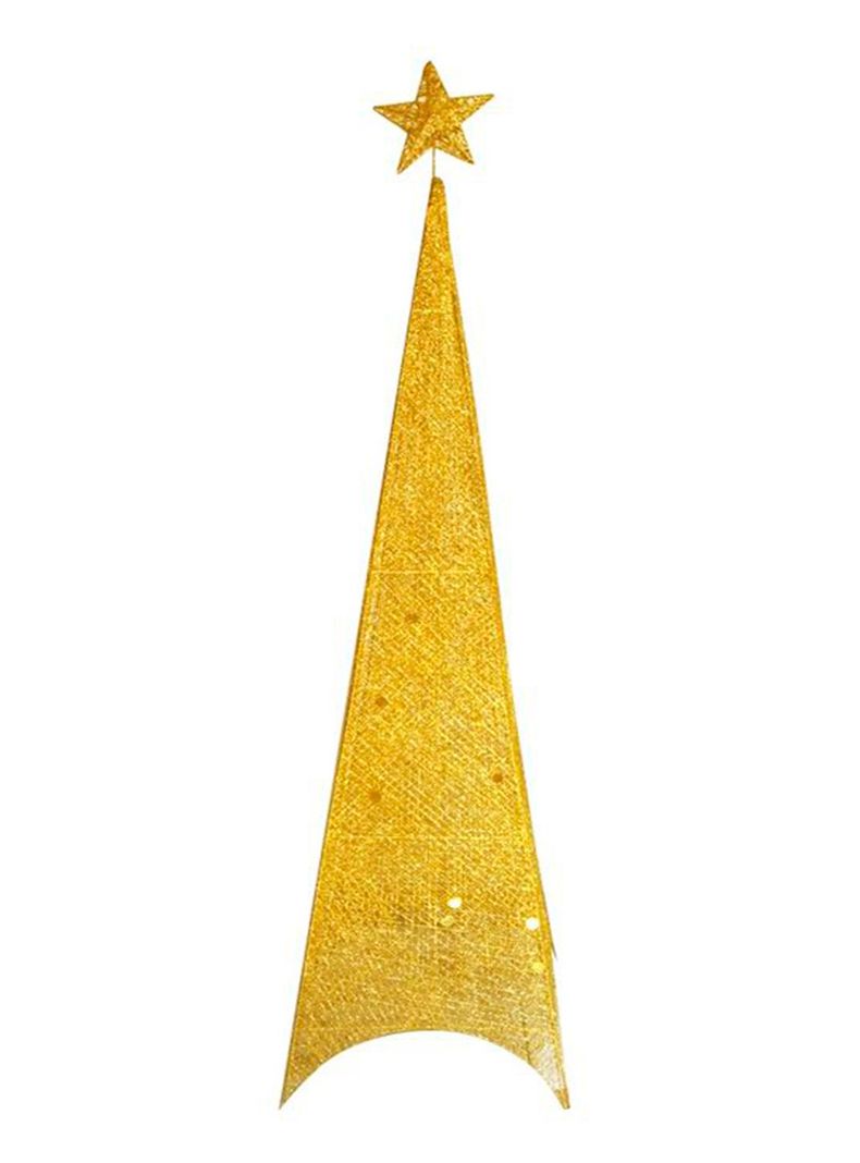 Arbol navidad plegable con luces 1,50 mts dorado-0