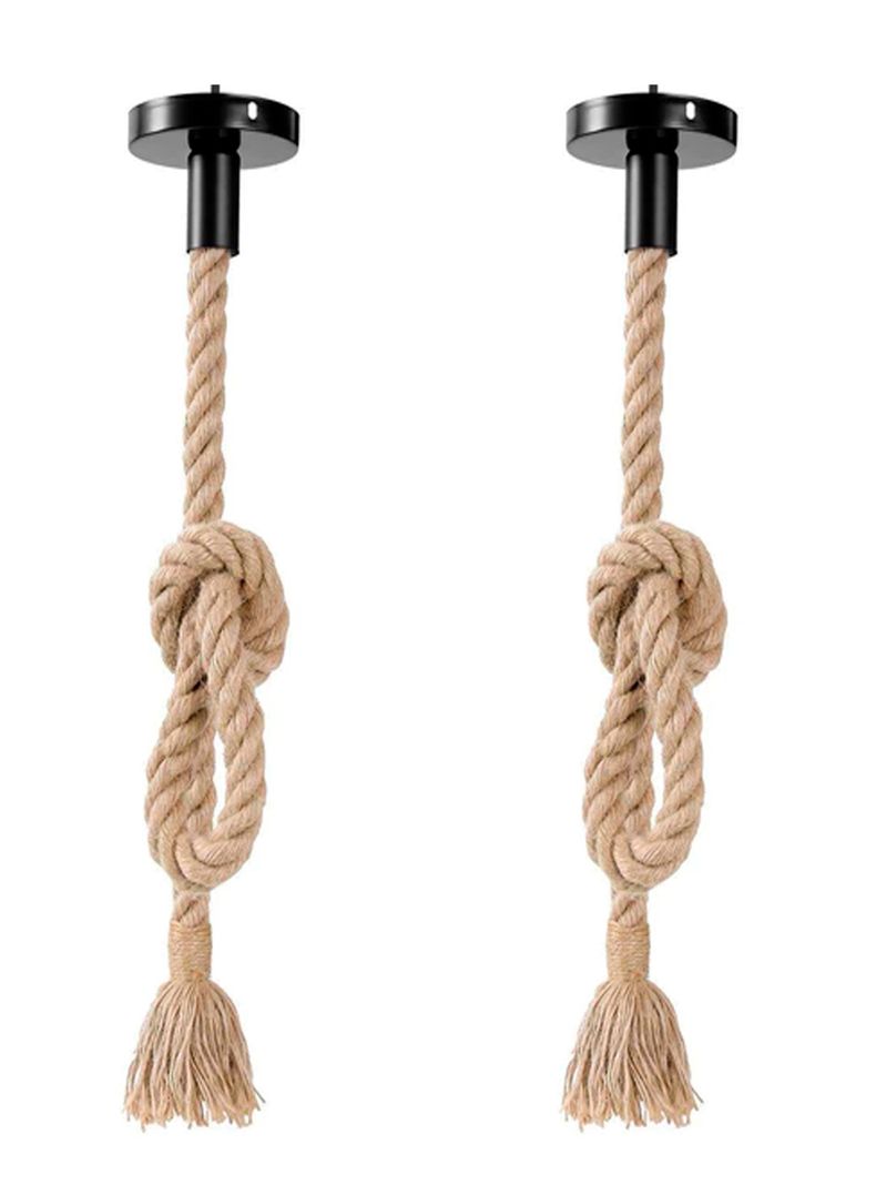 2 lamparas cuerda colgante  vintage rustica -0