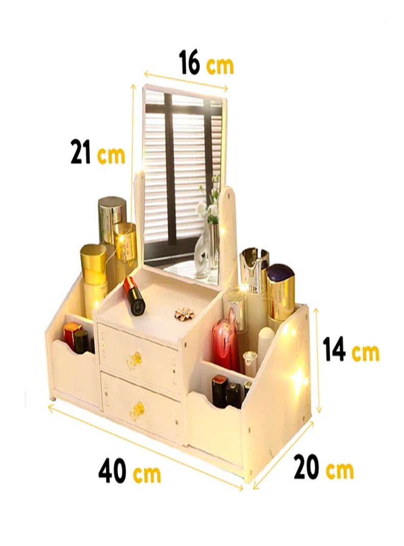 mini tocador de maquillaje con espejo y cajones -1